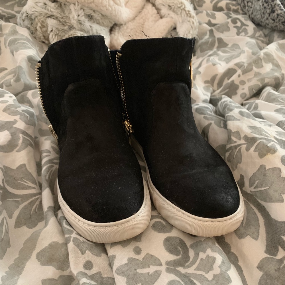 Suede zip up high top sneakers
